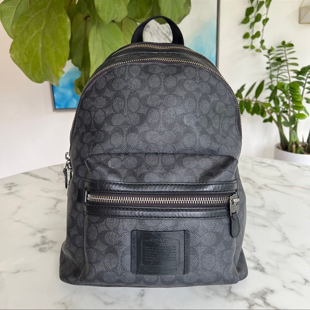 COACH Academy Backpack in Signature Canvas 73579 Charcoal Black